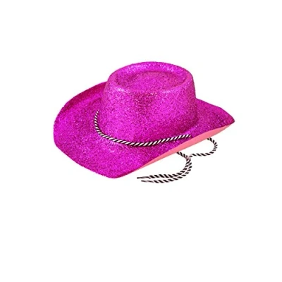 Image of HAT COWBOY GLITTER PINK W/CORD ADULT