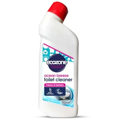Image of Ecozone Toilet Cleaner Gel, Removes Limescale, Fresh Ocean Breeze Fragrance, 3 in 1 Anti Bacterial Eco Bathroom Formula Naturally Gently Cleans and Freshens, Bleach Free, Vegan Friendly (750ml)