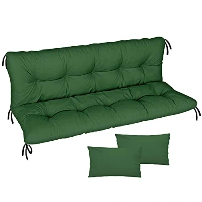 Image of Garden Swing Hammock Seat Bench Cushion Waterproof 150x50x50 for Pallet Furniture Outdoor Patio Lounger Pad with Backrest Furniture, Green [133]