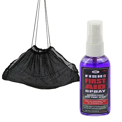 Image of DNA Leisure NGT Fish Aid Spray 50ml Antibacterial with Draw String Soft Mesh Sling Carp Fishing