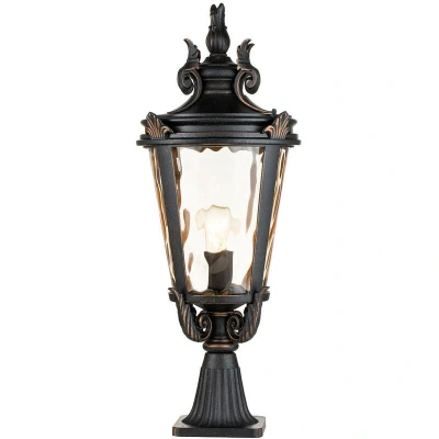 Image of Baltimore 1 Light Large Outdoor Pedestal Lantern Weathered Bronze IP44, E27