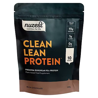 Image of Vegan Protein Powders by Nuzest Clean Lean Rich Chocolate Plant Based Pea Shake Low Calorie &amp; Carb Gluten Free Dairy 250g (10 Servings)