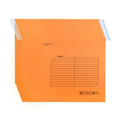 Image of A4 Suspension Files,25PCS Hanging Filing Folders with Tab and Card Inserts,Filing Cabinet for Office School Home File Organization(Orange)