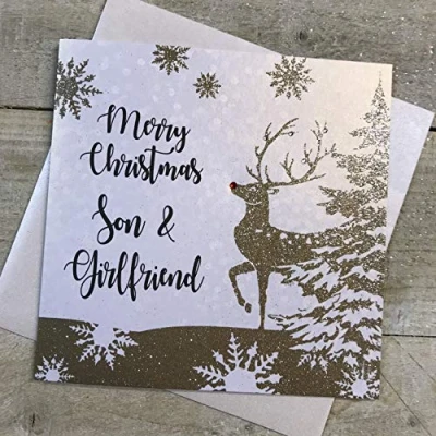 Image of SON &amp; GIRLFRIEND Handmade Christmas Card by White Cotton Cards