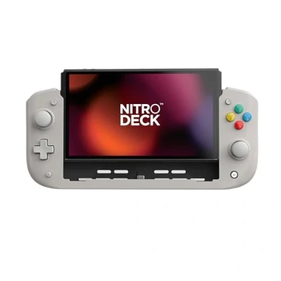 Image of CRKD Nitro Deck Professional Handheld Controller with Zero Stick Drift for Nintendo Switch and OLED (PAL Grey Nostalgia Collection)
