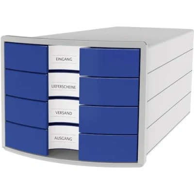 Image of HAN 1012 14 Impuls Drawer Box DIN A4/C4 4 Closed Drawers Blue