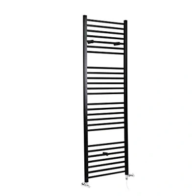 Image of Milano Nero Black Dual Fuel Straight Heated Towel Rail 1800mm x 600mm