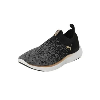 Image of Puma Women Softride Remi Slip On Knit Wn&#039;S Road Running Shoes, Black Gold Cool Dark Gray, 7.5 UK