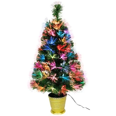 Image of Christmas Concepts® 3ft (36 Inch/90cm) Green Prelit Fibre Optic Tree Trees (Colour Changing LEDs)
