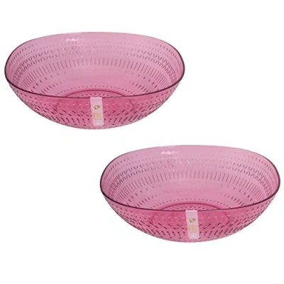 Image of YöL Pack of 2 Salad Bowls Pink Aztec Reusable BBQ Summer Party Tableware Camping Caravan Large