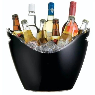 Image of BarCraft Drinks Cooler Beer Bucket for Parties, BBQs and More, Acrylic, Black, 8 Litre