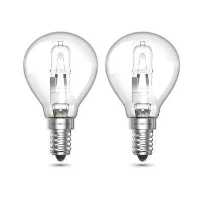 Image of Luxvista E14 Golf Ball Light Bulb Dimmable, 28W G45 SES Small Edison Screw Mini Globe Warm White 2700K, Classic Clear Round Eco Halogen Bulbs, 2 Pack
