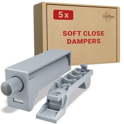 Image of LouMaxx Soft Close Dampers Set of 5, Furniture Door Hinge Assembly,Door Damper Close, Cupboard Closers, Cabinet for Retrofitting and Quiet Closing