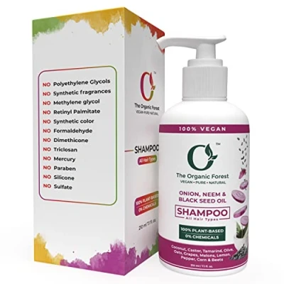 Image of Onion, Neem &amp; Black Seed Oil Shampoo Sulfate Free Dandruff for Men Women, Anti Hair Loss, Itchy Scalp Strengthening Shampoo, No Sodium Lauryl Sulfate, Natural Care