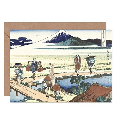 Image of Artery8 Hokusai Nakahara Sagami Province Porters Japanese Fine Art Greeting Card Plus Envelope Blank Inside