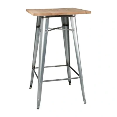 Image of Bolero Bistro Bar Table with Wooden Top Galvanised Steel (Single)