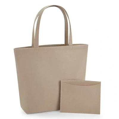 Image of BagBase BG721 Felt Shopper Stylish Tote for Beach, College &amp; Work Durable Polyester Handbag Sand