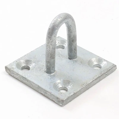 Image of 10x Heavy Duty 50mm Square Staple Eye Plates Galvanised Zinc Tether Ring/Hooks