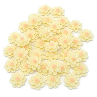 Image of Wedding Touches 40x Ivory 13mm Flower Shabby Chic Resin Flatbacks Craft Embellishments