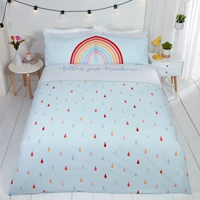 Image of Rapport Home Rainbow Duvet Cover Set Blue Kingize Bedding
