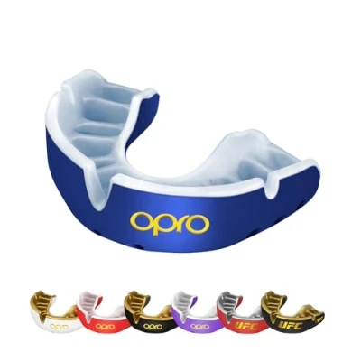 Image of OPRO Gold Level Mouthguard, Adults and Kids Sports Mouth Guard, with Revolutionary Fitting Technology for Boxing, Lacrosse, MMA, Martial Arts, Hockey, All Contact (Dark Blue, Youth)