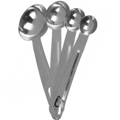 Image of Measuring Spoon Set of Four Stainless Steel Cooking Baking Teaspoon Tablespoon