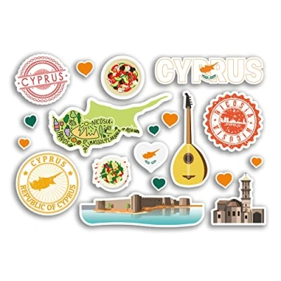 Image of A5 Sticker Sheet Cyprus Vinyl Stickers Landmark Europe Map Holiday Flag Travel #78461