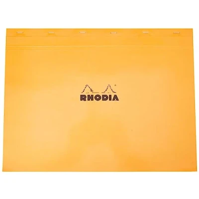 Image of RHODIA 38200C Stapled Notepad N38 Orange A3 Small Squares 80 Detachable Sheets 80G Clairefontaine Paper Soft, Resistant and Waterproof Coated Card Cover Basics