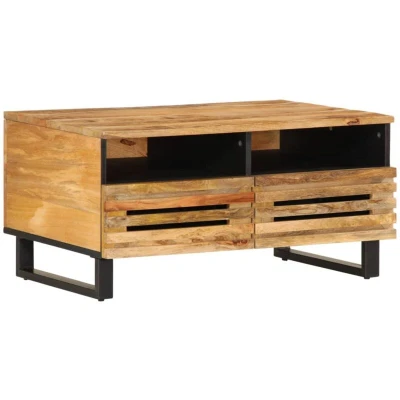 Image of vidaXL Coffee Table 80x55x40 cm Solid Wood Rough Mango