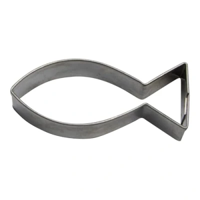 Image of BekkiB cookie cutter &quot;Christian fish&quot; approx. 4.8 x 1.9 cm Dishwasher safe stainless steel fish For baking cookies 8044