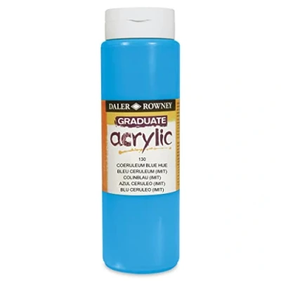 Image of Daler Rowney Graduate Acrylic Paint, Plastic Bottle, 16.91oz 500 ml, Coeruleum Blue Hue
