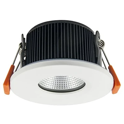 Image of LED Fire Rated and IP65 Downlight Recessed Ceiling Spotlight 6W Equivalent 50W White Finish Warm 3000K COB 30000 Hours 90 Minutes