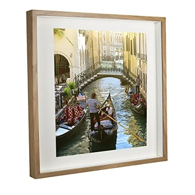 Image of BD ART Shadow Box Frame 20x20x1inch, Square, Oak, Display 3D Picture with Mount 16x16 Plexiglass for Filling, Objects, Photos, Souvenirs, Crafts,Baby Items, dried Flowers