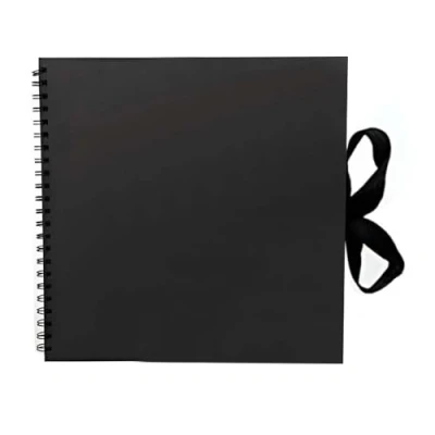 Image of KARRMA LTD. 30x30 CM Large Scrapbook Photo Album Black Square Scrap book with 40 sheets/80 pages and Ribbon Closure Ideal for Wedding Family Baby Vacation Arts Crafts DIY