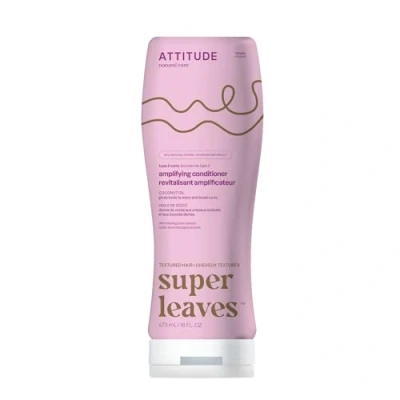 Image of ATTITUDE Amplifying Conditioner for Curly Hair with Coconut Oil, Vegan Detangler and Naturally Derived Ingredients, 2a, 2b, 2c Curl Type, Gives body to Curls, 16 Fl Oz