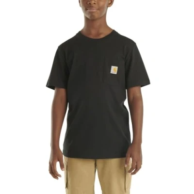 Image of Carhartt Unisex Kids Short Sleeve Pocket T Shirt, Black, 6