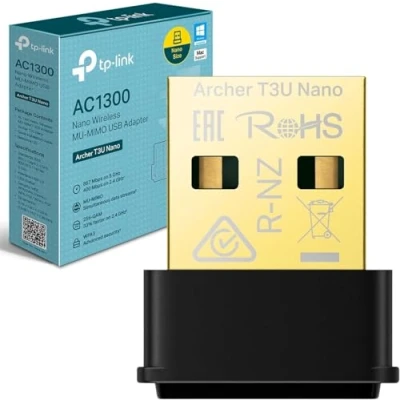 Image of TP Link AC1300 Nano Wireless MU MIMO USB 2.0 Adapter, Dual Band, Miniature Design, Supports Windows 10/8.1/8/7, Mac OS 10.15 and earlier, Highly Secure WPA3, Easy Setup (Archer T3U Nano)
