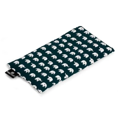 Image of Yoga Studio Organic Elephant Eye Pillow 23cm x 12/13cm, Lavender &amp; Linseed Scented for Tired Eyes, and Headaches (Teal Elephant)