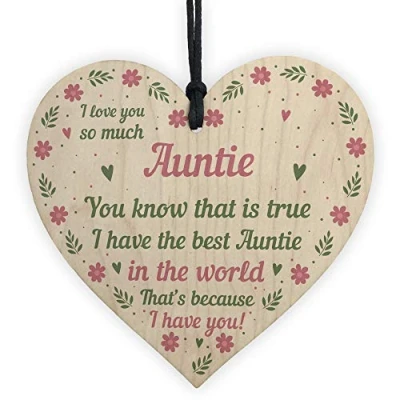 Image of RED OCEAN Best Auntie Gift Wooden Heart Plaque Birthday Xmas Gifts For From Niece Nephew