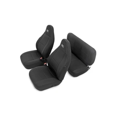 Image of Rough Country Neoprene Seat Covers for 1997 2002 Jeep Wrangler TJ 91000, Black