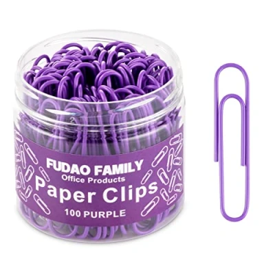Image of Jumbo Paper Clips, 2 Inch Large Clip, 100 pcs Paperclips (Jumbo, Purple)