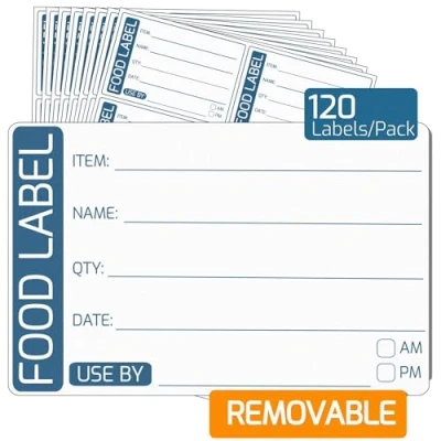 Image of Date Labels for Food 120 Removable Stickers Storage Strong Adhesive, Perfect Size Use by 68 x 45mm, Easy Peel Off Leaving No Sticky Residue, Innoveem