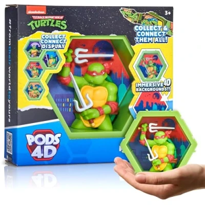 Image of WOW! PODS 4D Ninja Turtles Raphael, Unique Connectable Collectable Bobble head figure that Bursts from their World into Yours, Wall or Shelf Display, Toys and Gifts, Series 1 no. 434
