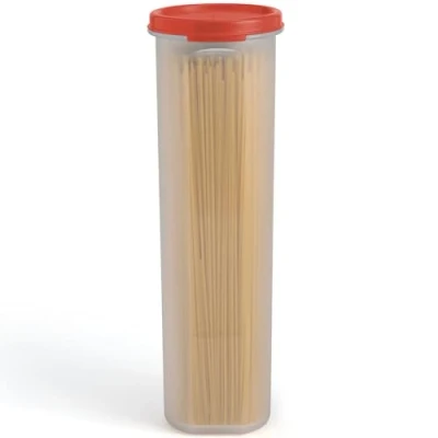 Image of Tall Clear Spaghetti Pasta Container Storage With Lid.Multi Purpose Kitchen Pantry Organization And Food For Noodles Beans Straws Airtight Leakproof Keeper BPA Free 37 oz.