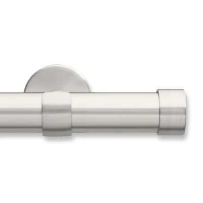 Image of MODE Cambria® Designer Series Premium 6 foot Custom Curtain Rod 1 1/8 inch Large Diameter Non Adjustable for a Seamless Look Brackets and End Caps Brushed Nickel Finish