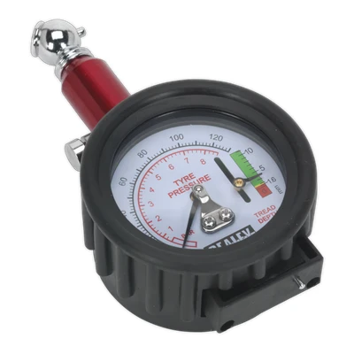 Image of Sealey Tyre Pressure Gauge with Tread Depth 0 8bar(0 120psi)