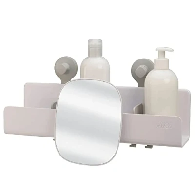 Image of Joseph EasyStore Self Draining Large shower shelf with removable mirror White