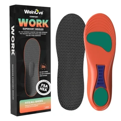 Image of Welnove All Day Superior Comfort Memory Foam Shoe Insoles forHeel Spur,Heel Pain Shock Absorption Support Inserts for Work Boot Small