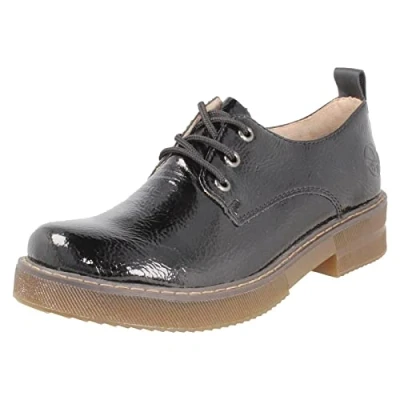 Image of Rieker Womens Patent Black Lace Up Shoe Size 6.5 UK