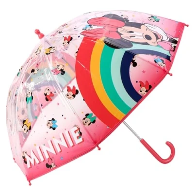 Image of Minnie Mouse Kids Windproof Dome Umbrella for Childrens Boys Girls Brolly with Safety Open
